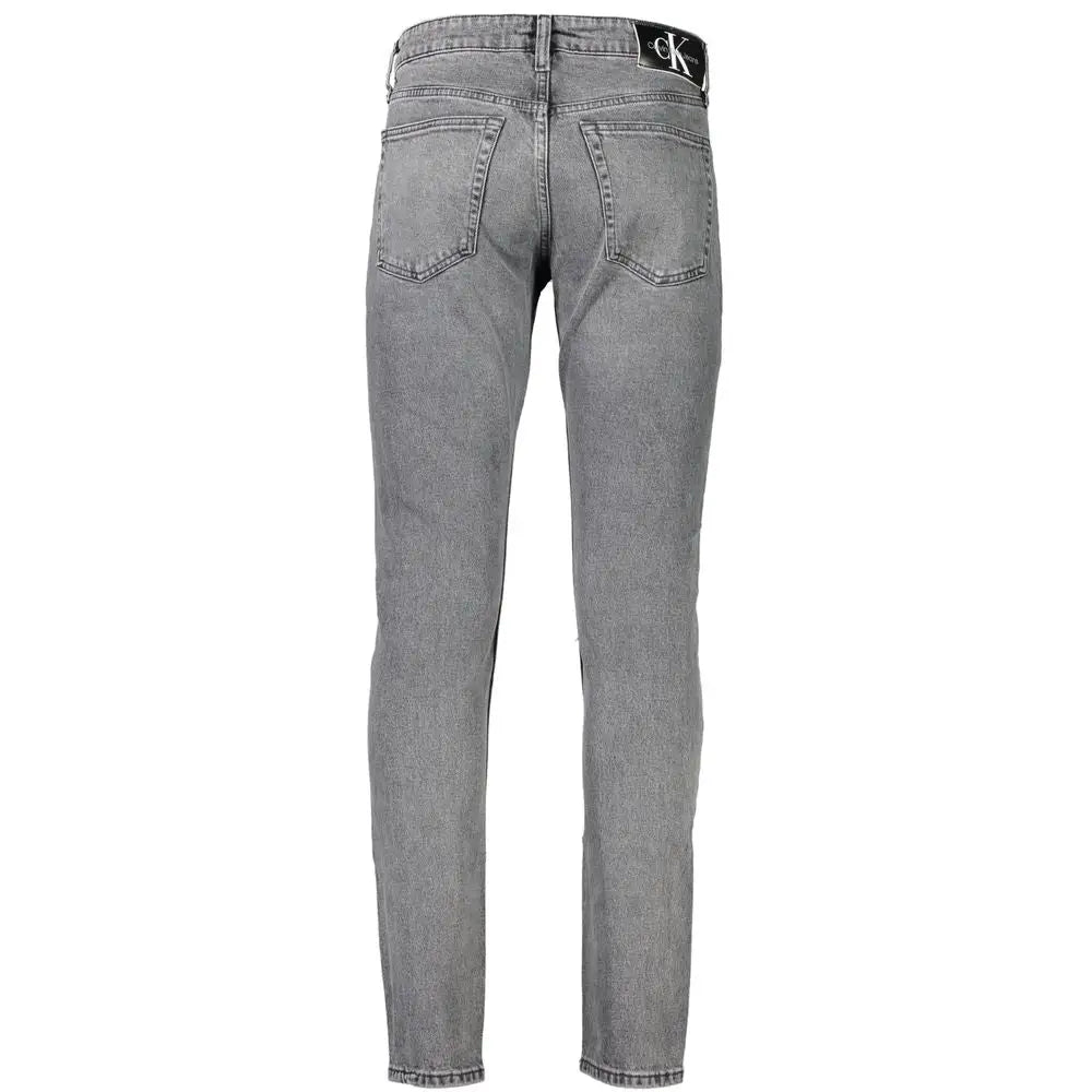 Grå Calvin Klein slim fit jeans med sort logo, 100% originale brands