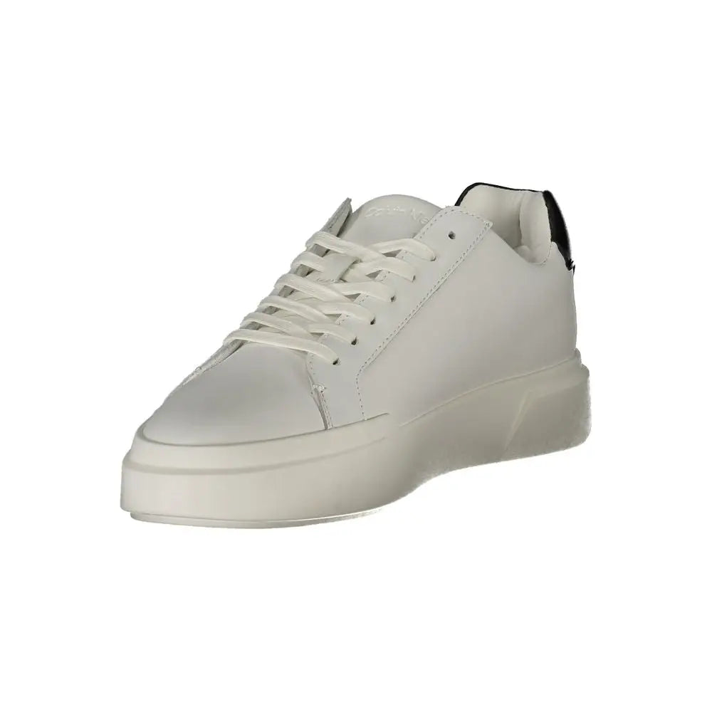Calvin Klein white polyester sneakers with chunky sole and black accents