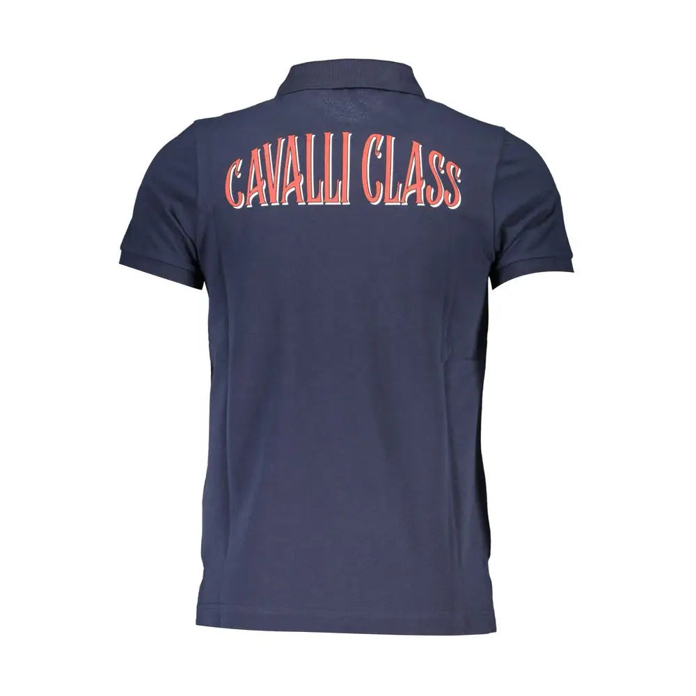 Cavalli Class Blue Cotton Men Polo Shirt - Polo Shirts