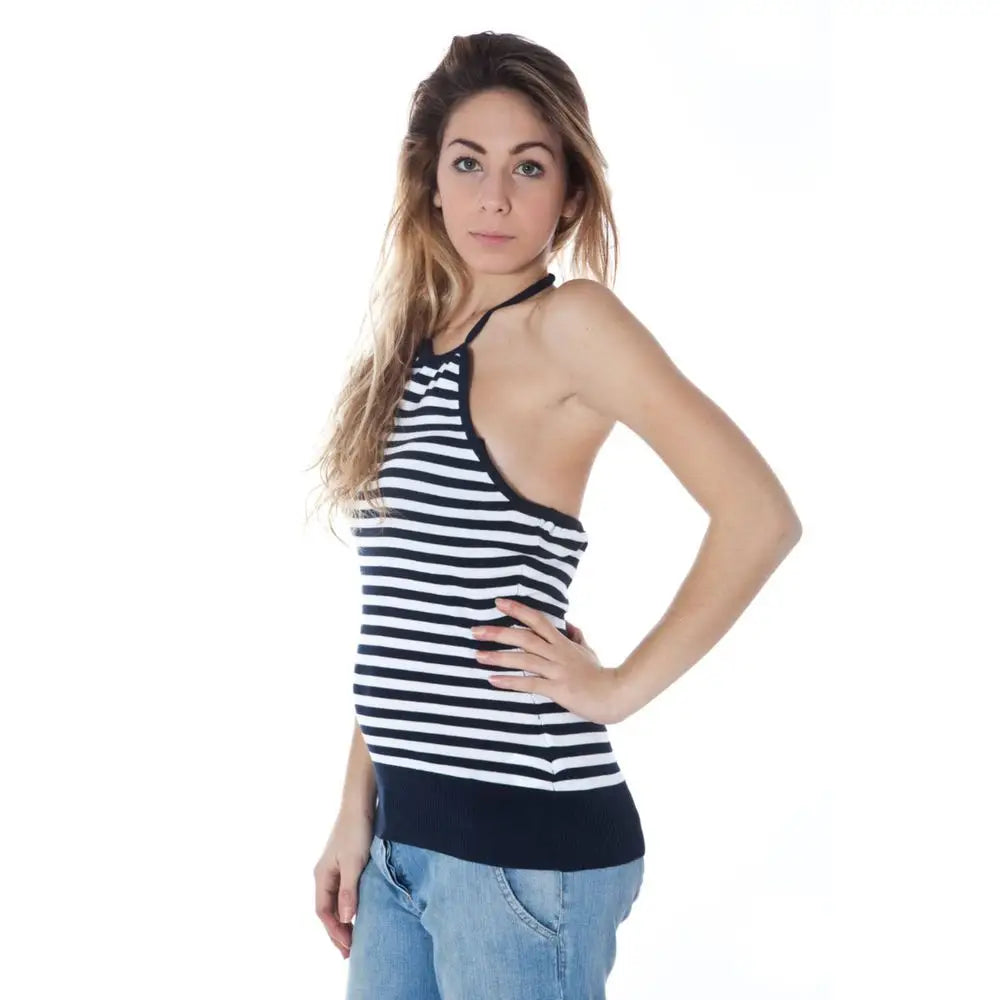 Datch Blue Cotton Tank Top - T-shirts