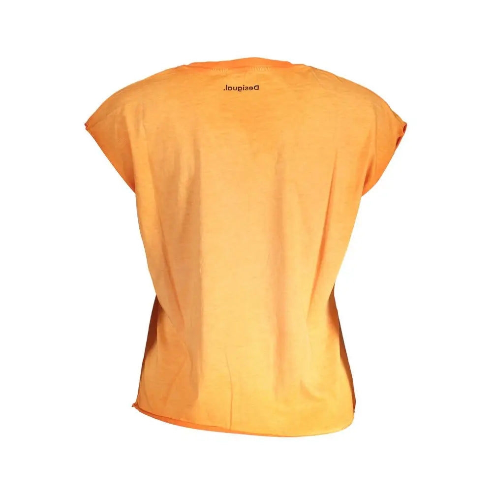 Desigual Orange Cotton Women Top - XL - T-shirts