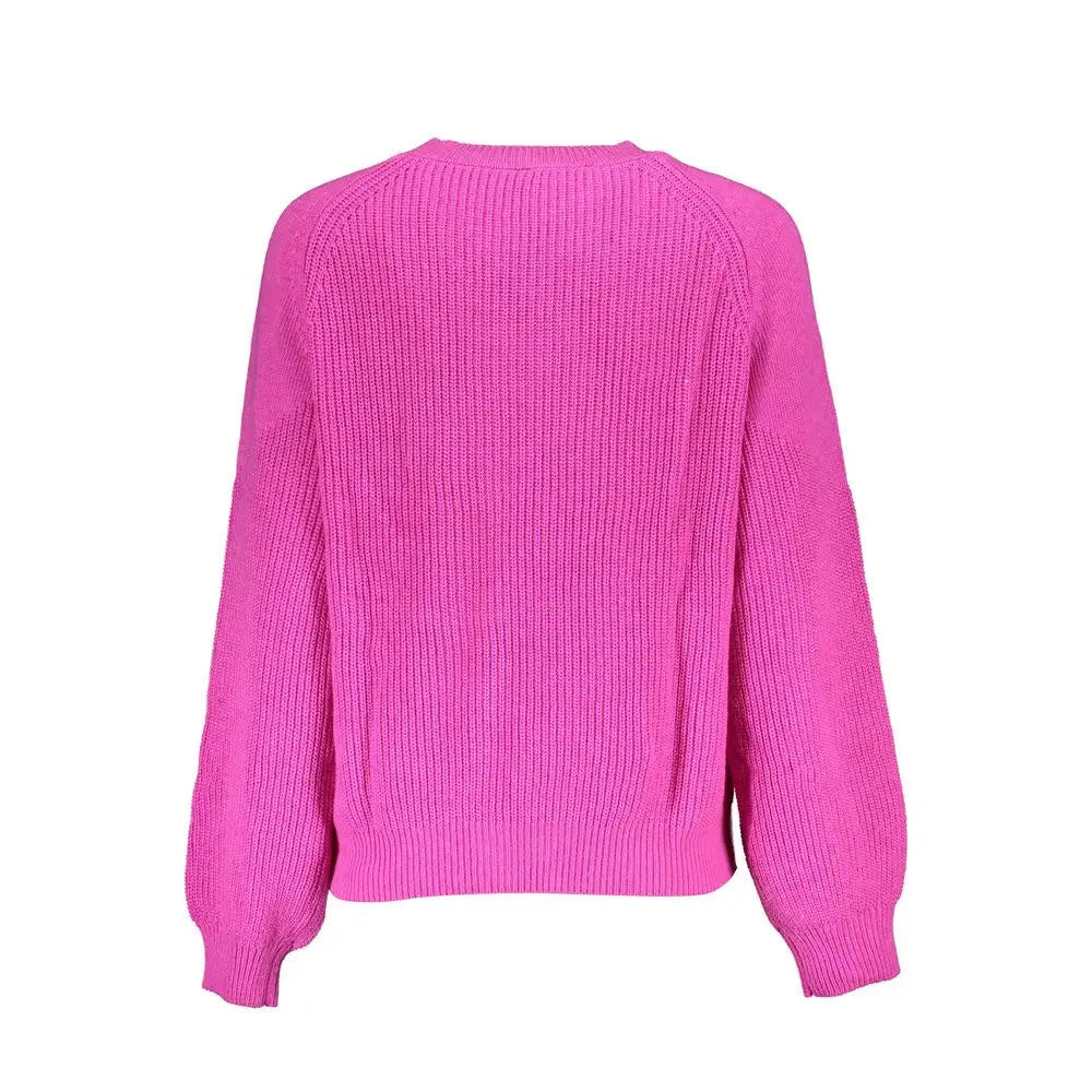 Vibrant desigual rosa polyester kvindesweater i ribbed knit