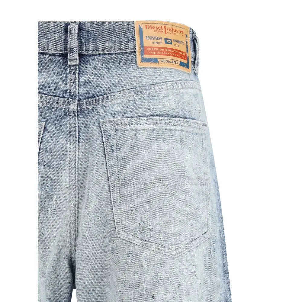 Lys blå bomuld Diesel straight-leg jeans med distressed look