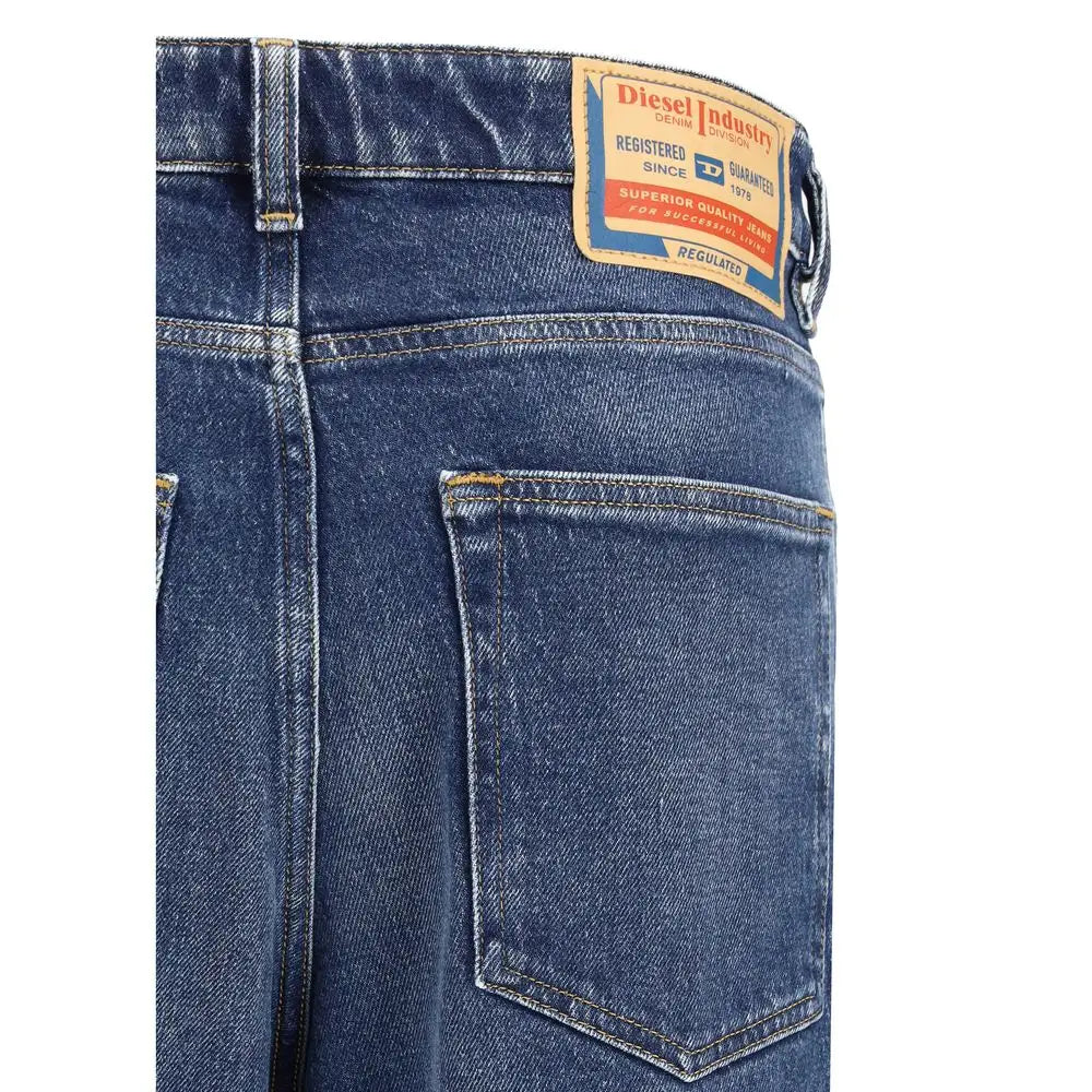 Diesel blue cotton straight-leg jeans med Diesel-mærke