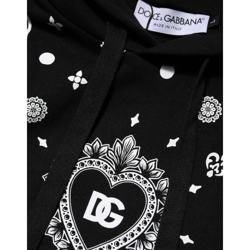 Dolce & Gabbana Black Bandana Hooded Men Sweatshirt Sweater - Sweaters