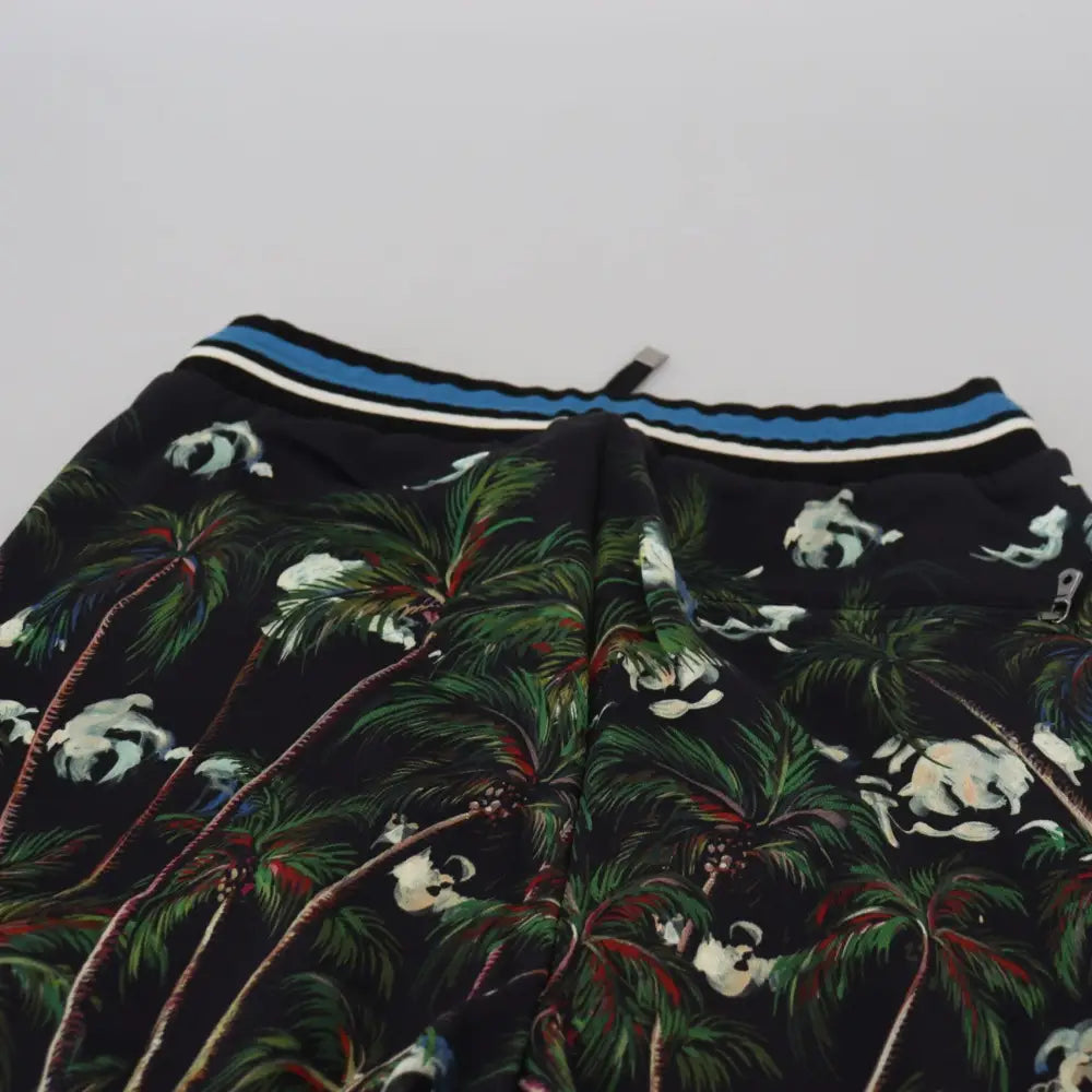 Dolce & Gabbana Black Cotton Volcano Print Casual Shorts