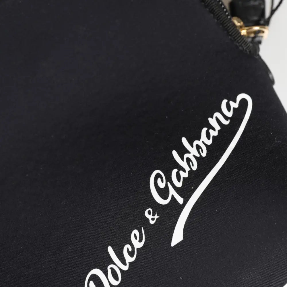 Dolce & Gabbana Black Solid Nylon DG LogoPrint Clutch Zip Borse Pouch Bag
