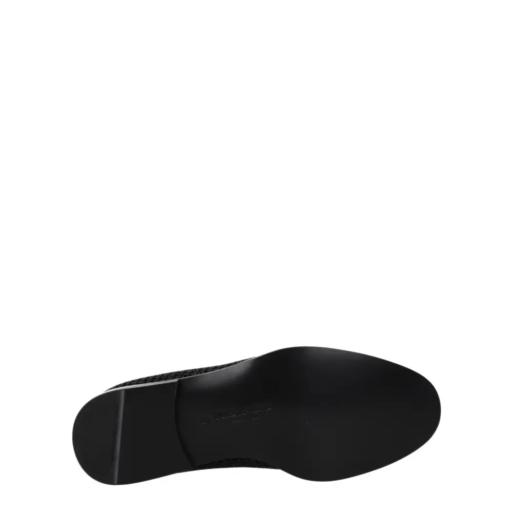 Dolce & Gabbana Black Velvet Slip-On Loafers