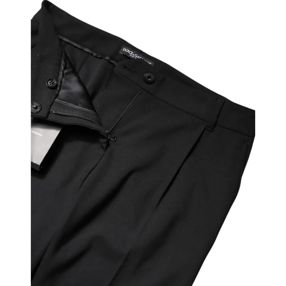 Dolce & Gabbana Black Wool High Waist Boot Cut Dress Pants