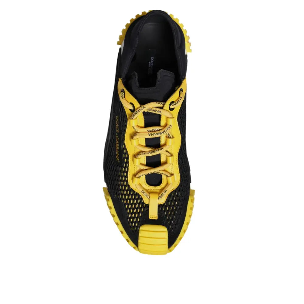 Dolce & Gabbana Black Yellow Low Top NS1 Sneakers Shoes