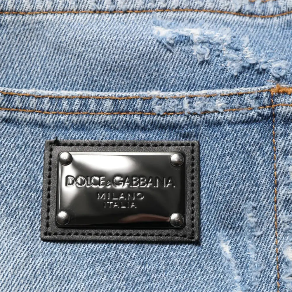 Dolce & Gabbana Blue Distressed Ripped Denim Trouser Jeans