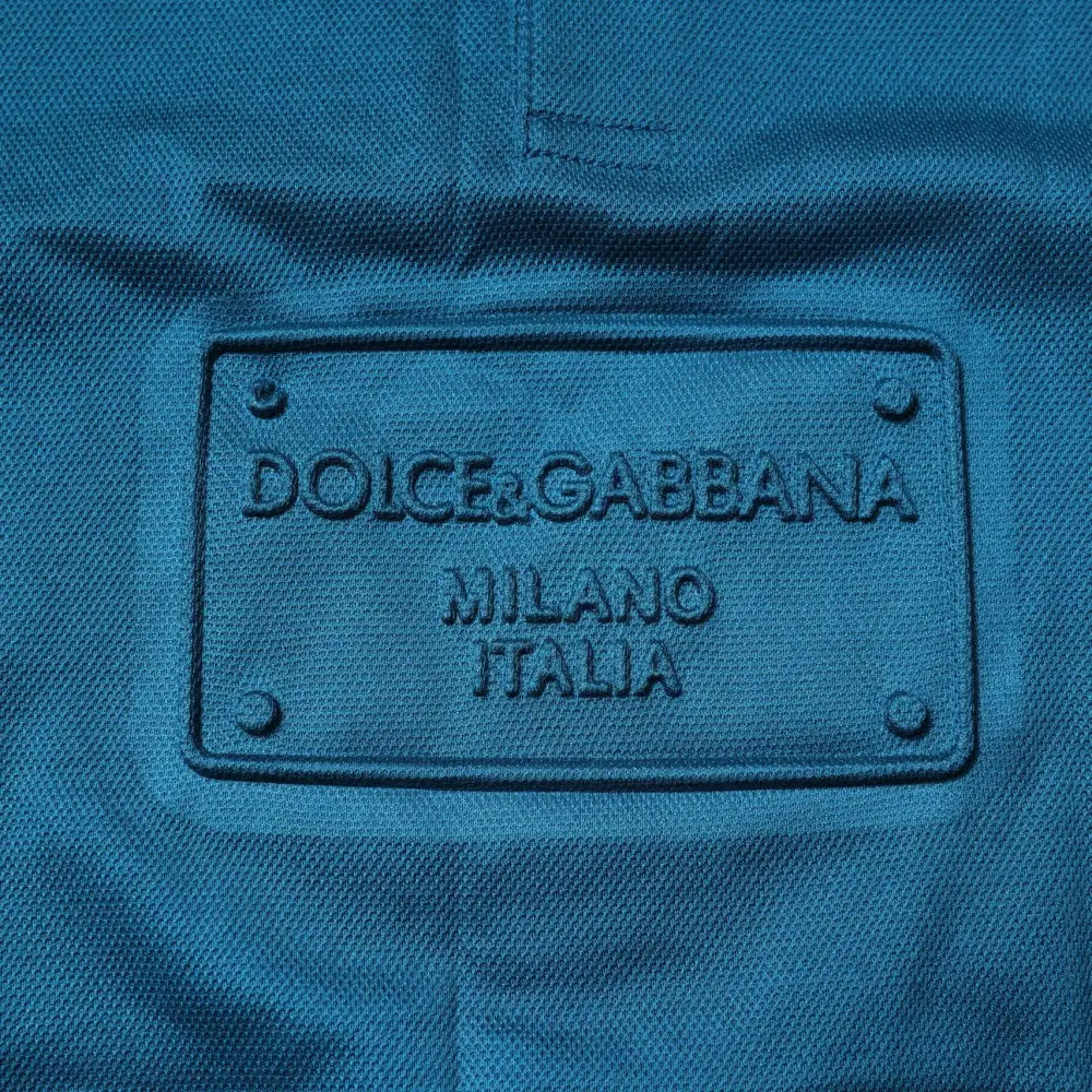 Dolce & Gabbana Blue Logo Cotton Men Polo Shirt T-shirt