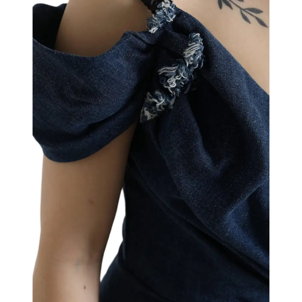 Dolce & Gabbana Blue Patchwork Two Tone Denim Mini Dress