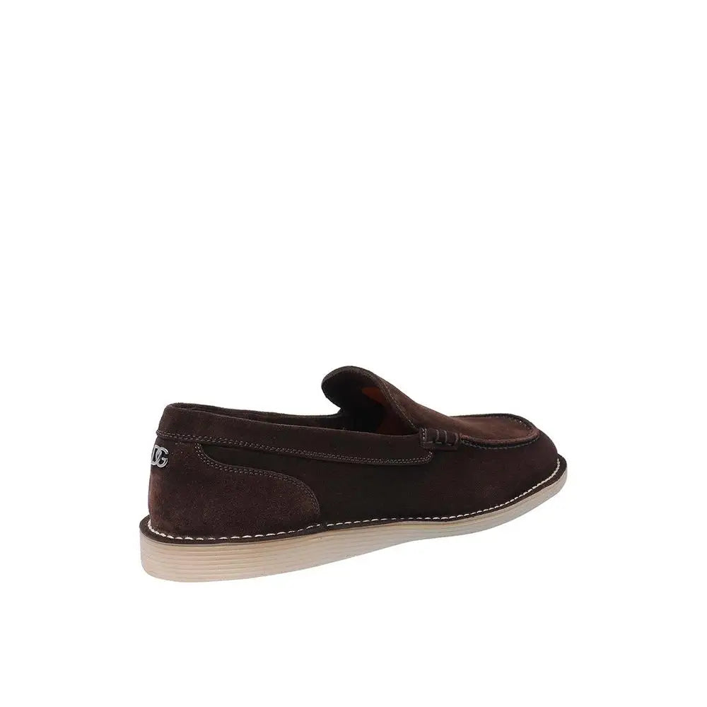 Dolce & Gabbana Brown Calfskin Slip-On Loafers - Loafers