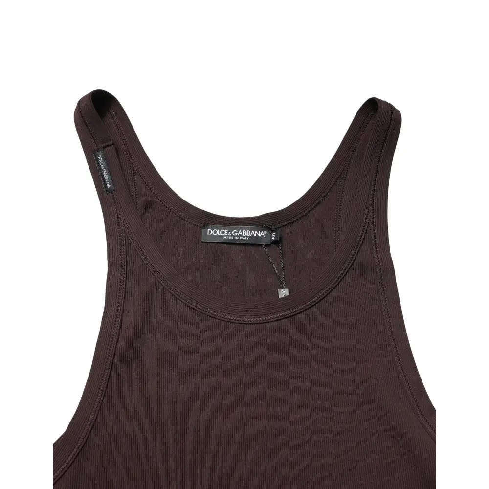 Dolce & Gabbana brun ribbet tank top, 100% originale brands