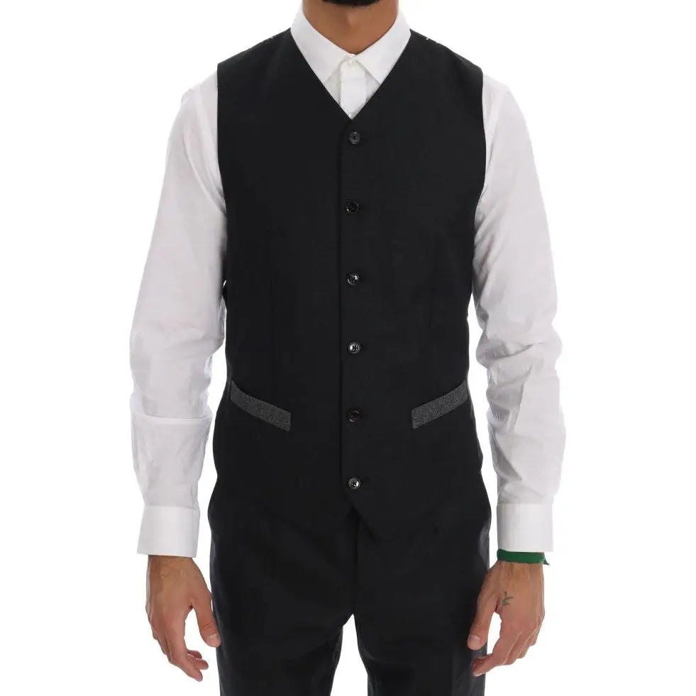 Dolce & Gabbana Elegant Gray Double Breasted Wool Suit