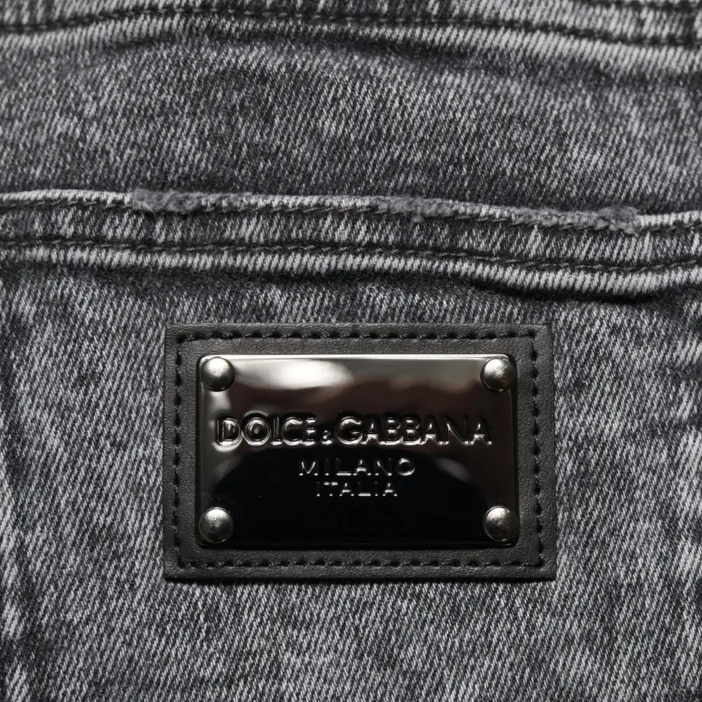 Dolce & Gabbana Gray Cotton Slim Fit Denim Trouser Jeans