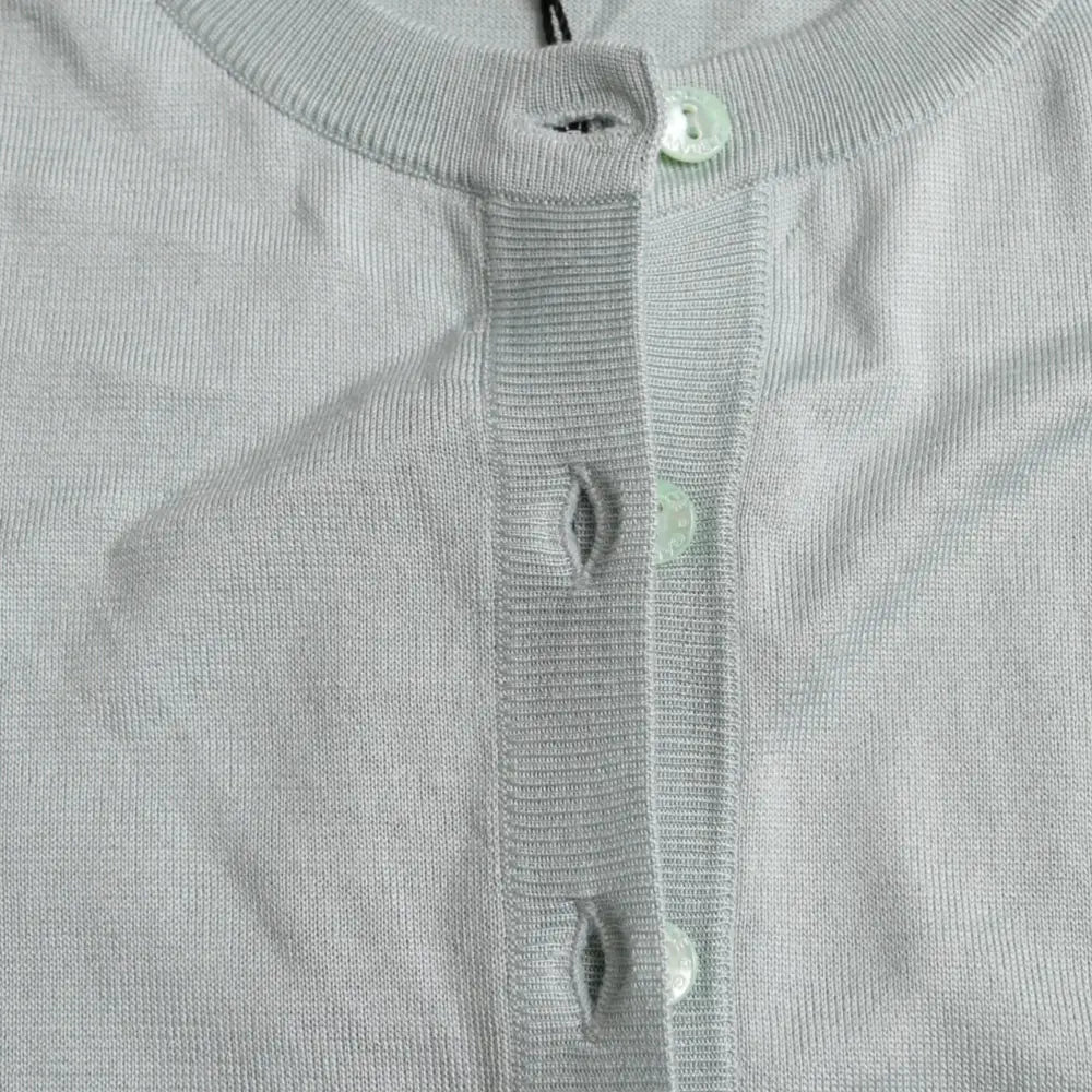 Dolce & Gabbana Light Blue Silk Crew Neck Cardigan Sweater