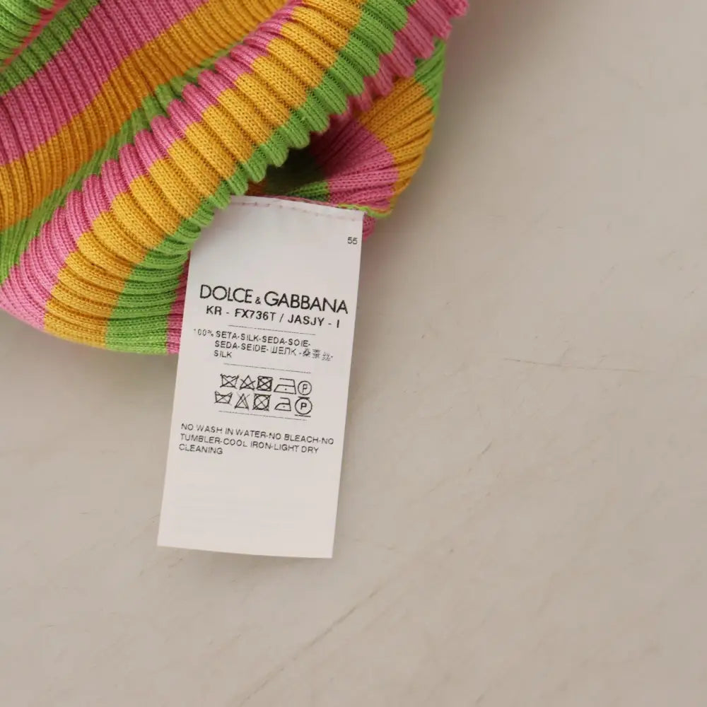 Dolce & Gabbana Multicolor Silk Vest Pullover Tank Top