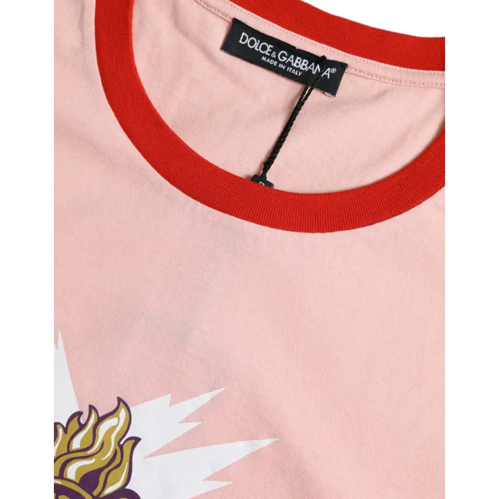 Dolce & Gabbana pink graphic print cotton crew neck t-shirt med flammer