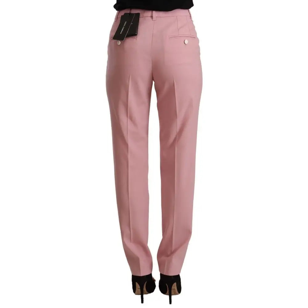 Dolce & Gabbana Pink Wool Stretch High Waist Trouser Pants