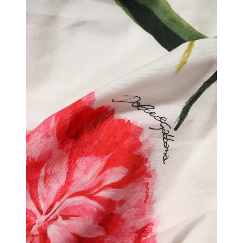 Dolce & Gabbana White Floral One Shoulder Sheath Dress