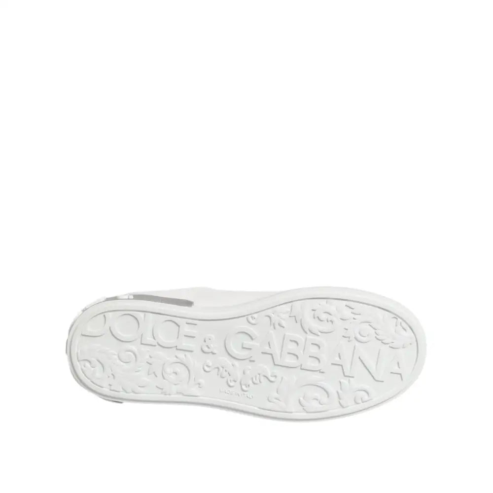 Dolce & Gabbana White Purple Leather Low Top Sneakers Shoes