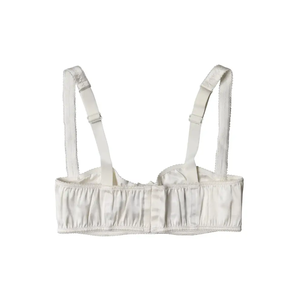 Dolce & Gabbana White Silk Satin Underwire Bra Semi Pad Underwear - IT2/S