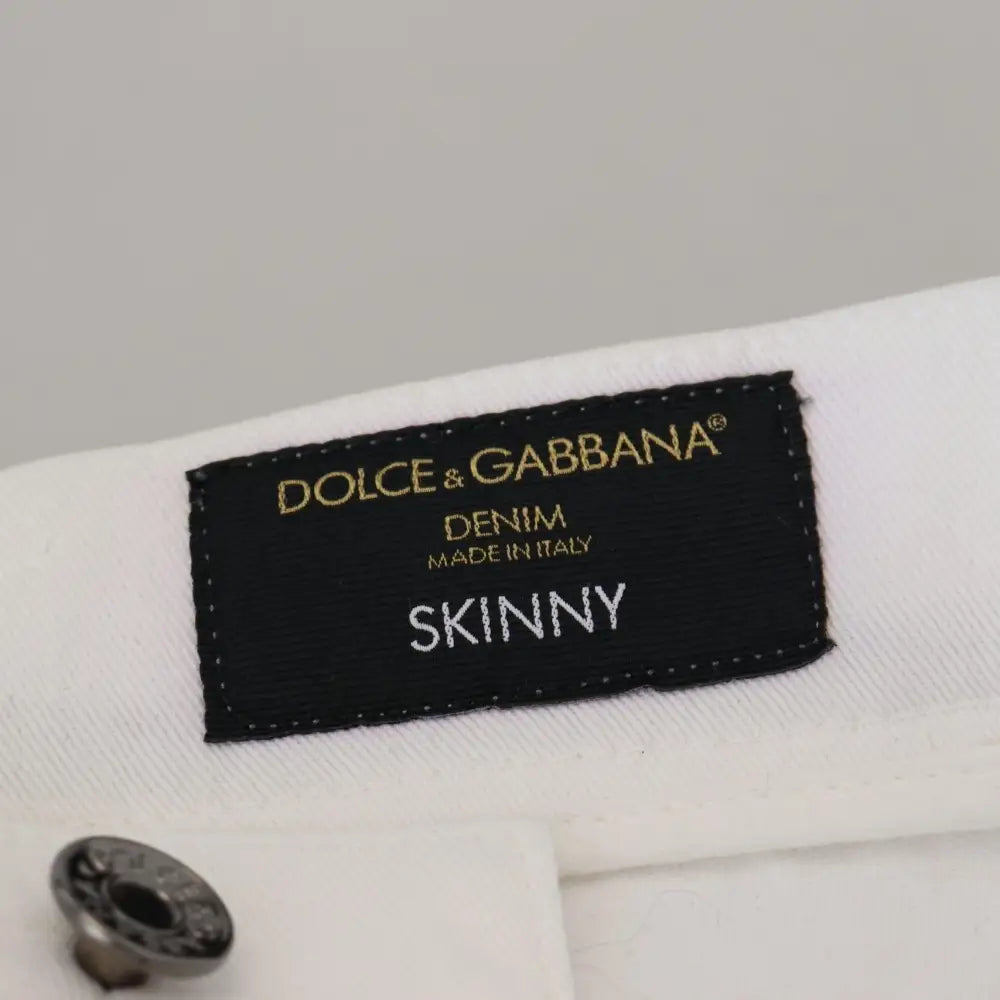Dolce & Gabbana White Slim Skinny Stretch Cotton Denim Jeans