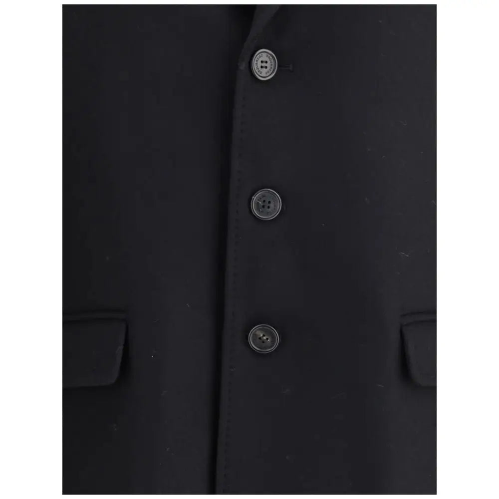 Dsquared² uldmidi coat i sort med tre mørkegrå knapper