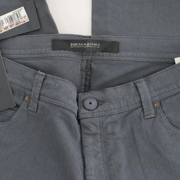 Ermanno Scervino Blue Cotton Blend Slim Fit Bootcut Jeans