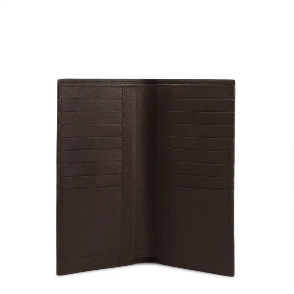 Mørk brun læderpung Ferragamo 660991 med kortslots og midterdeler