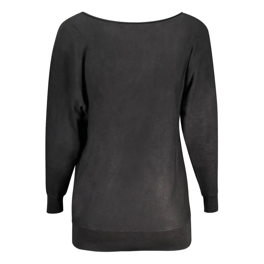 Guess jeans black viscose sweater med løse ærmer og rund hals