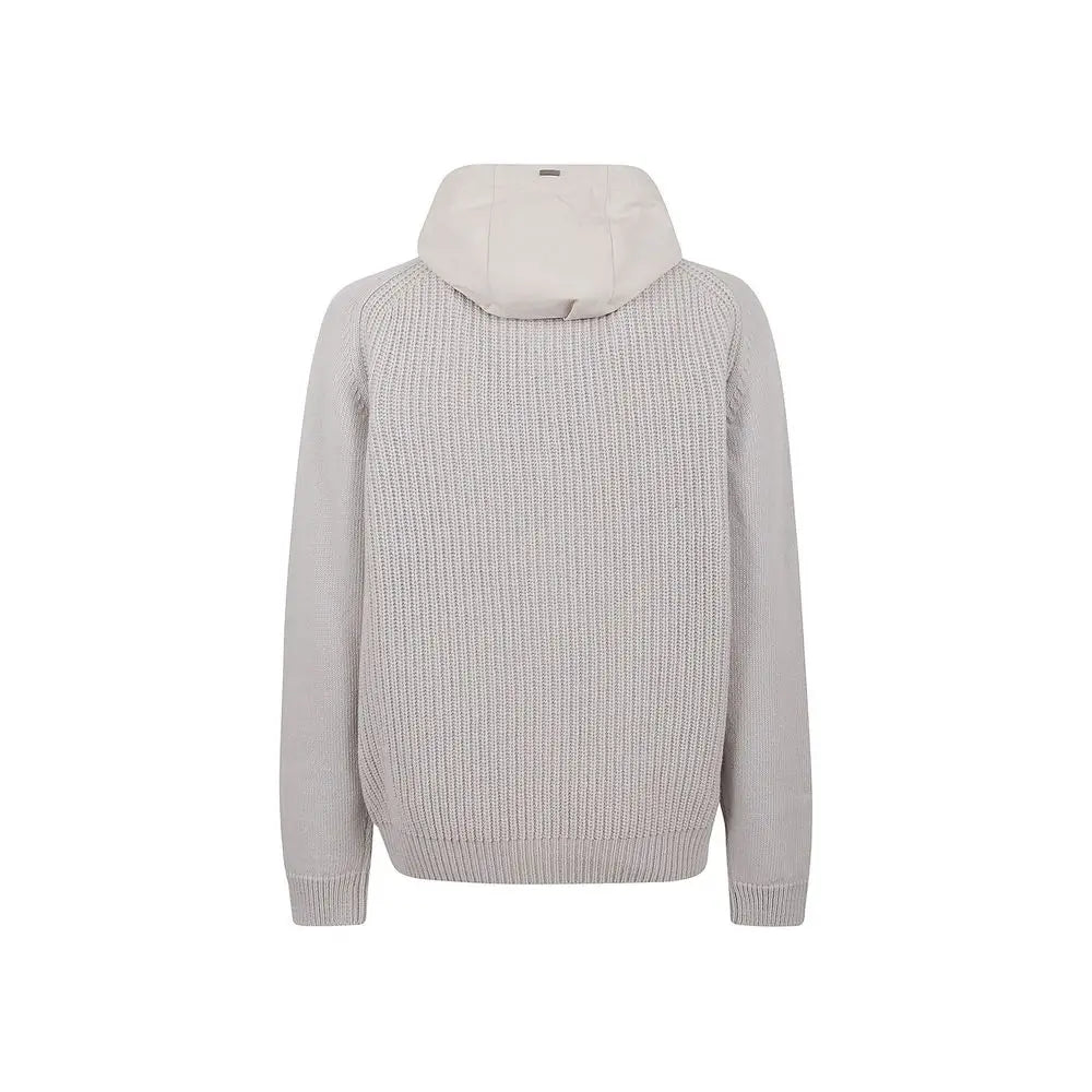 Herno Gray Wool Hoodie - IT50/L - Hoodies