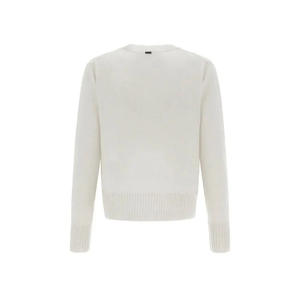 Herno hvid cashmere sweater i cremfarvet strik med ribkant