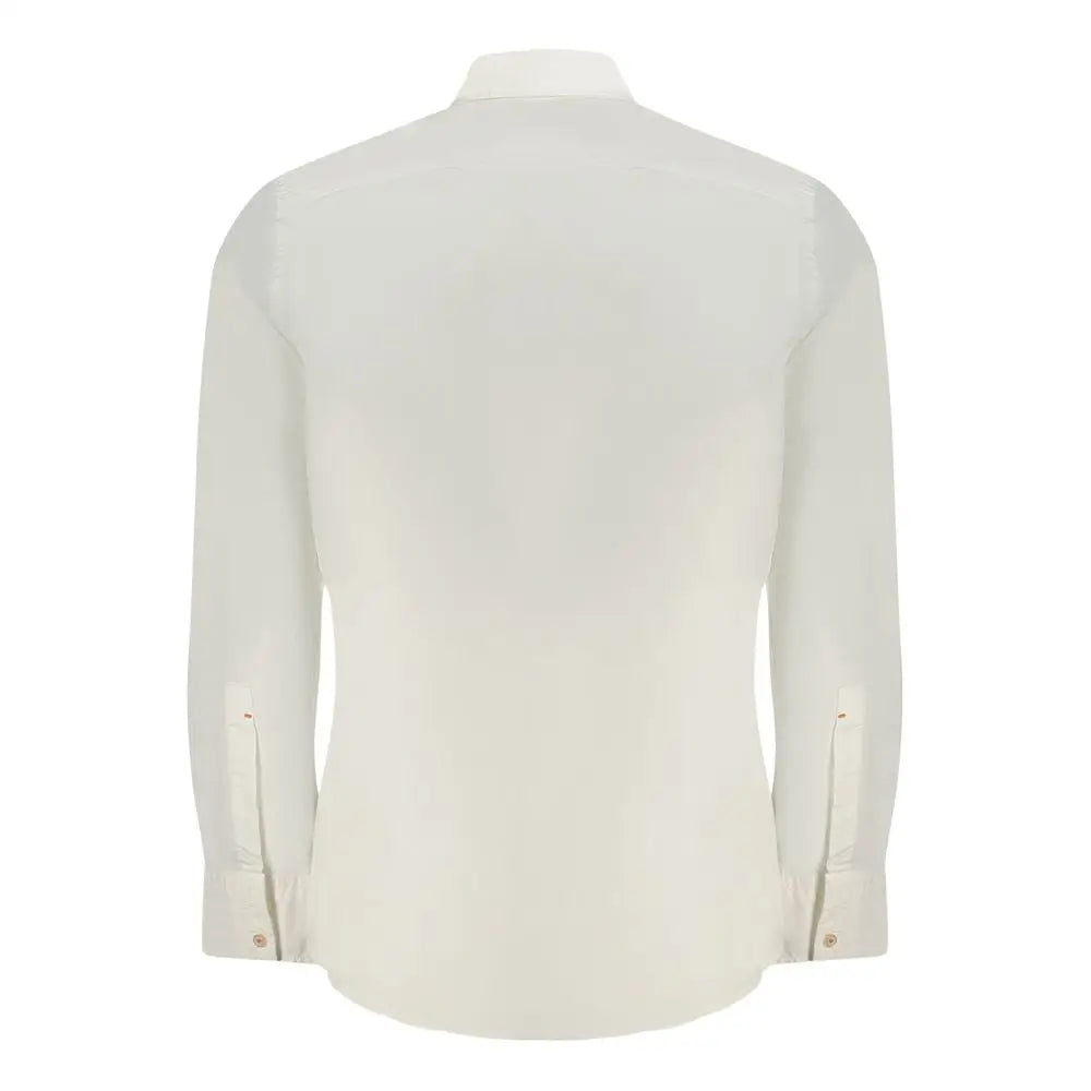 Hugo Boss white cotton herreshirt med klassisk krave og knapede manchetter