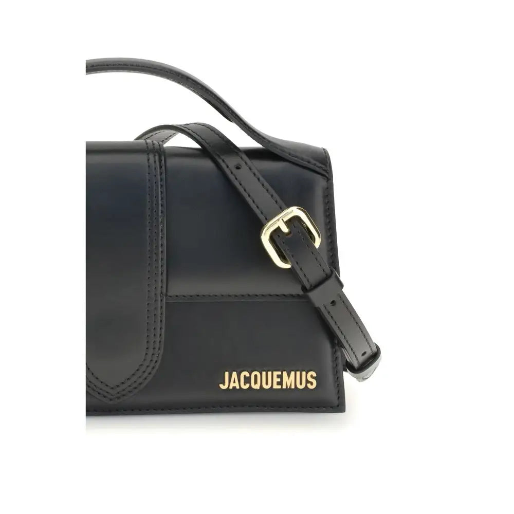 Jacquemus black calf læder Bos Taurus taske med guld-logo