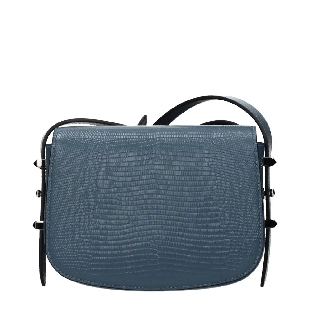 Jimmy Choo blue leather shoulder bag with lizard embossing