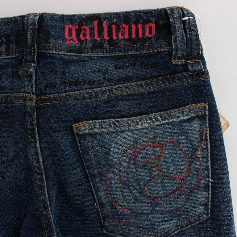 John Galliano Blue Wash Cotton Blend Slim Fit Bootcut Jeans