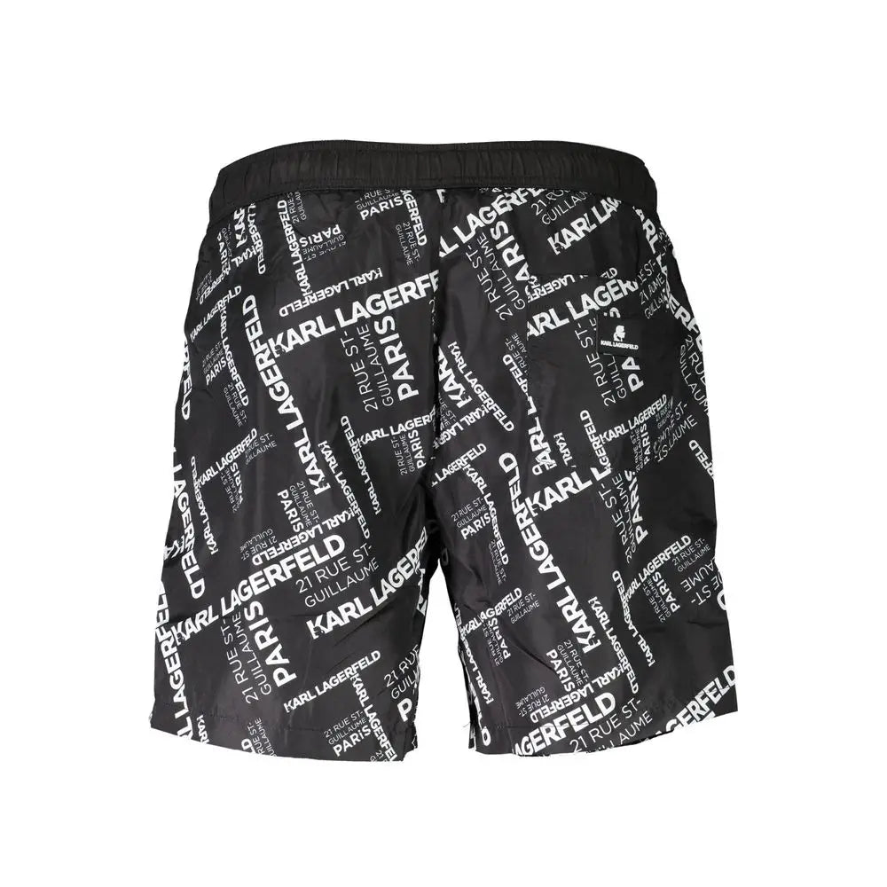 Karl Lagerfeld sorte shorts med hvidt logo print i polyester badetøj