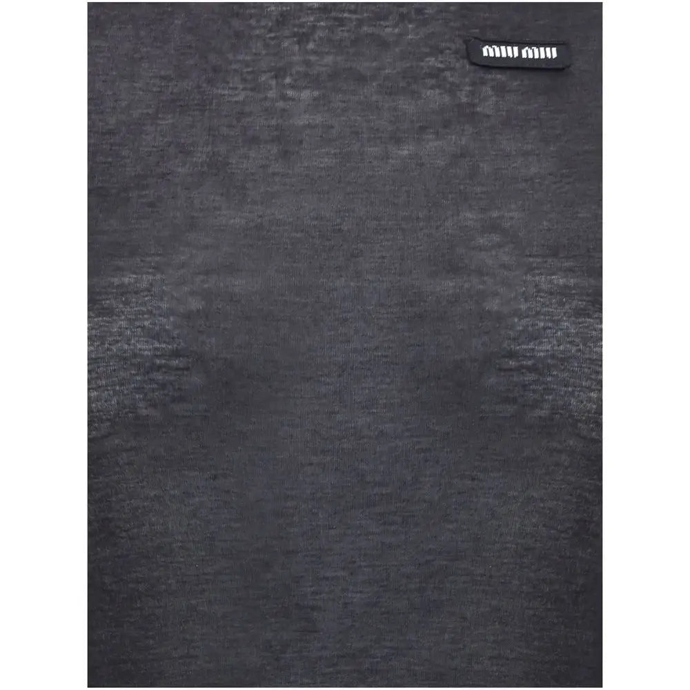 Miu Miu sort bomuldskjole med mørkegrå strikketop og 100% originale brands