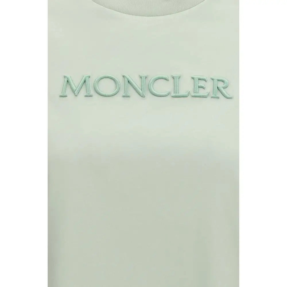 Verdenskendte mærke Moncler bicolor T-shirt i pale mint grøn med sofistikeret bicolor effekt