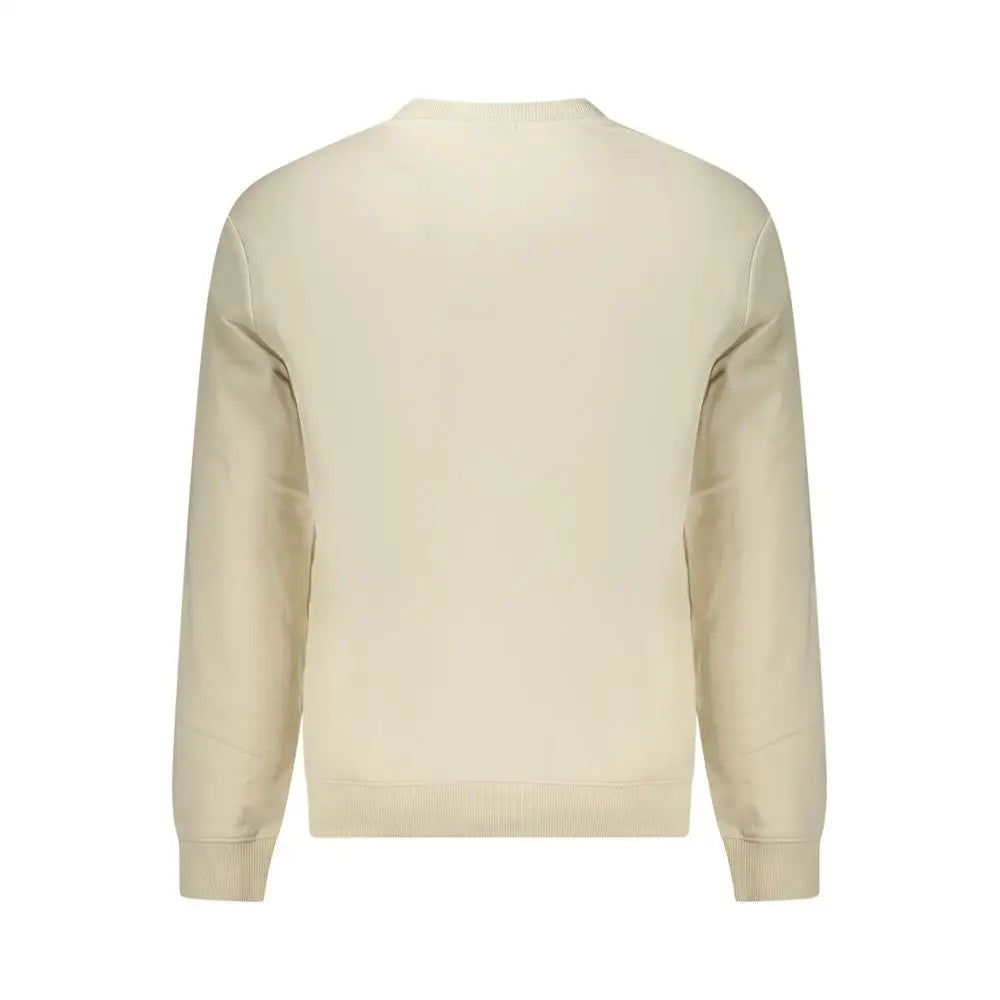 Napapijri beige cotton sweater i cremfarvet crewneck med ribkante