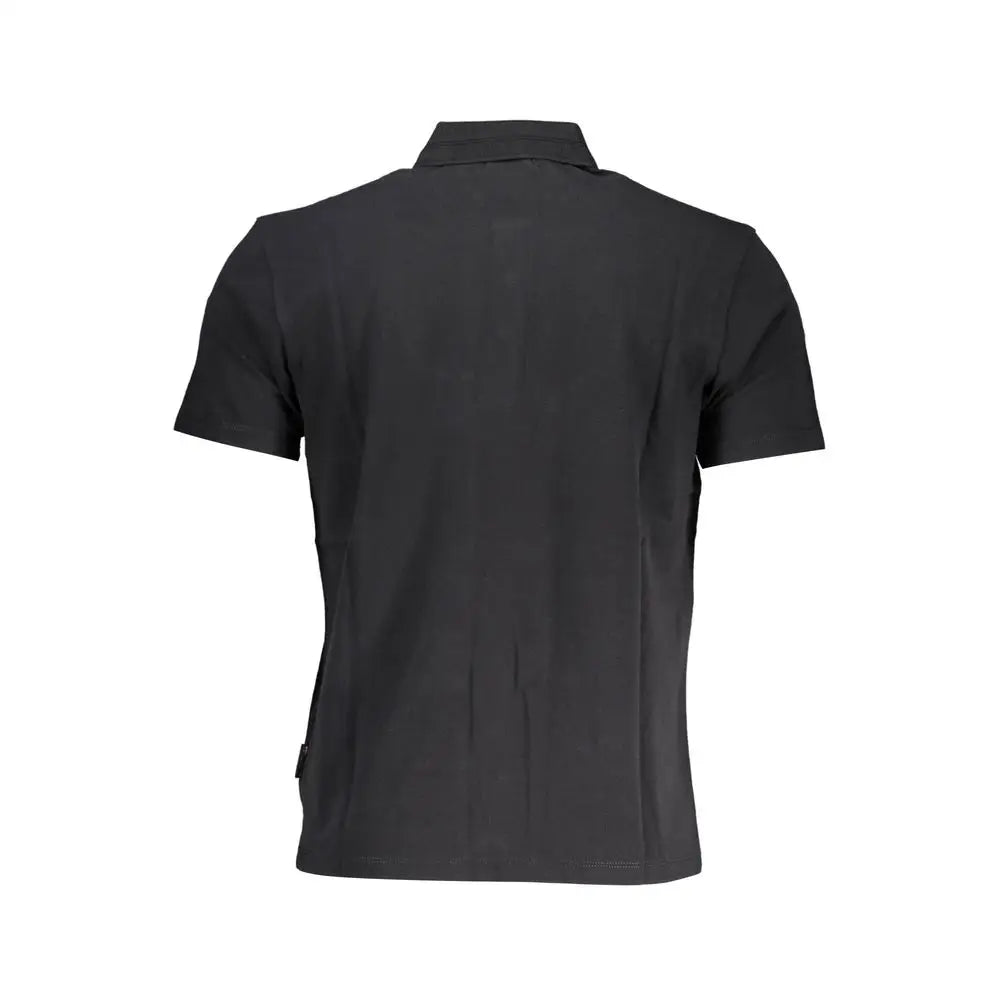 Napapijri black cotton polo shirt with short sleeves and classic collar