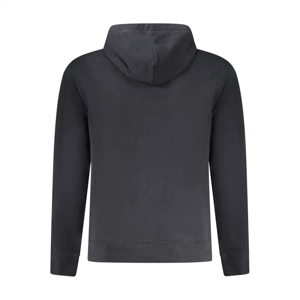 Napapijri black cotton sweater med hætte og ribkante