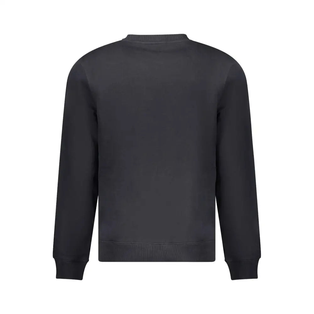 Napapijri sort black cotton sweater med ribbed manchetter og kant