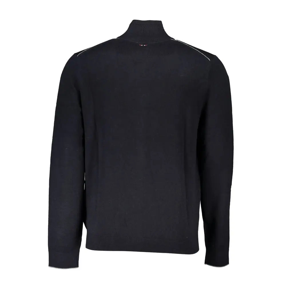 Napapijri Black Tessuto cardigan med hvid syning, 100% originale brands