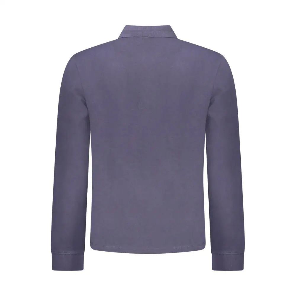 Sleek lilla langærmet polo shirt i Napapijri blå bomuld