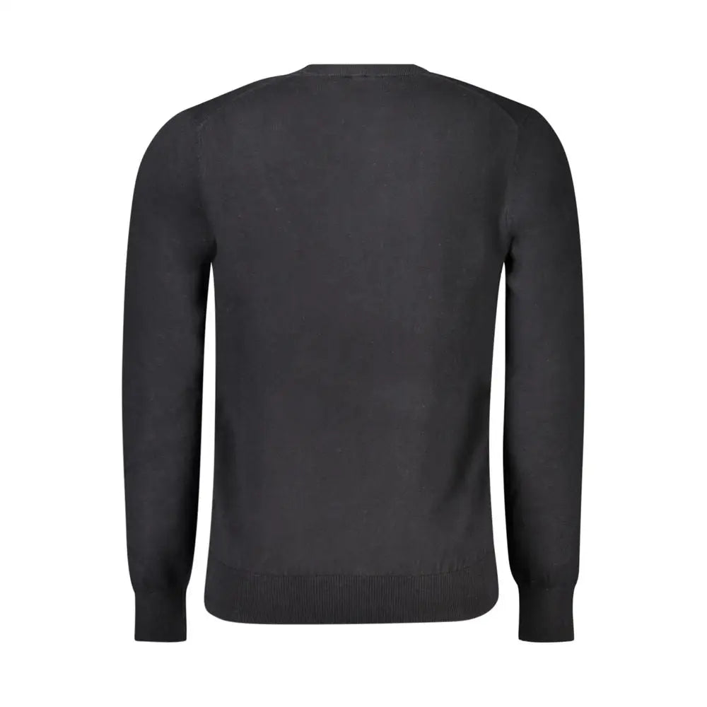 North sails black cotton sweater med ribbed manchetter og kant