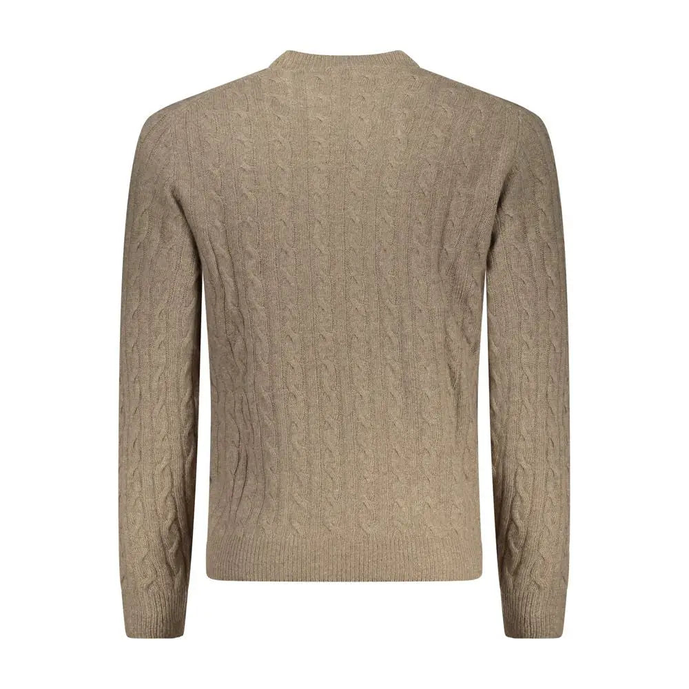 Beige cable-knit North Sails Marrone Poliammide sweater med crew neck